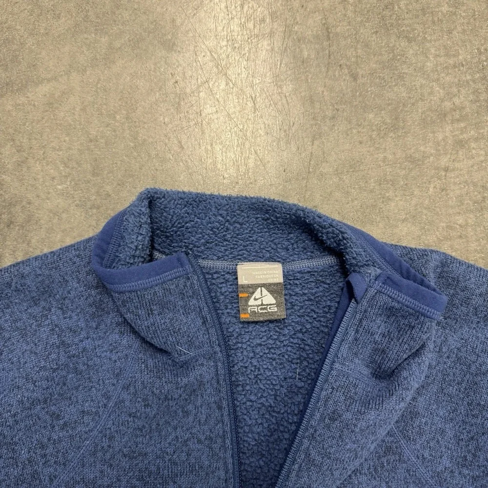 Nike ACG Jacket Large Blue Full Zip Fleece Outdoors Hiking Fleece Outdoor